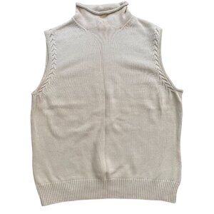 IZOD Vintage 90s Cotton Blend Knit Turtleneck Sweater Vest - Medium